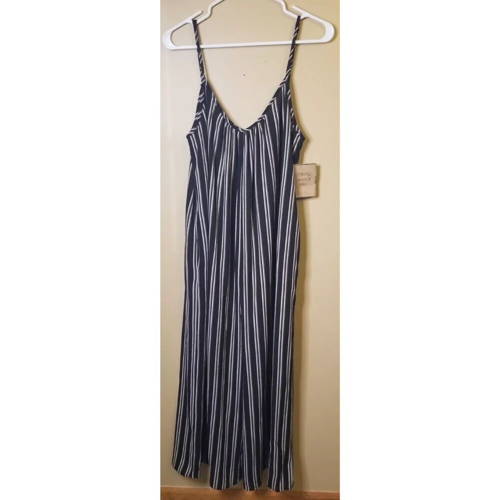 Women's Cropped Jumpsuit V Neck Casual Wide Leg Loose Spaghetti Strap S/M